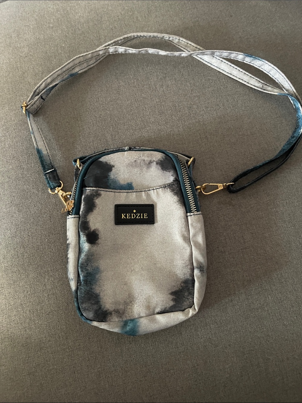 Kensie Tie-Dye Crossbody Bag in Gray, Blue, Black
